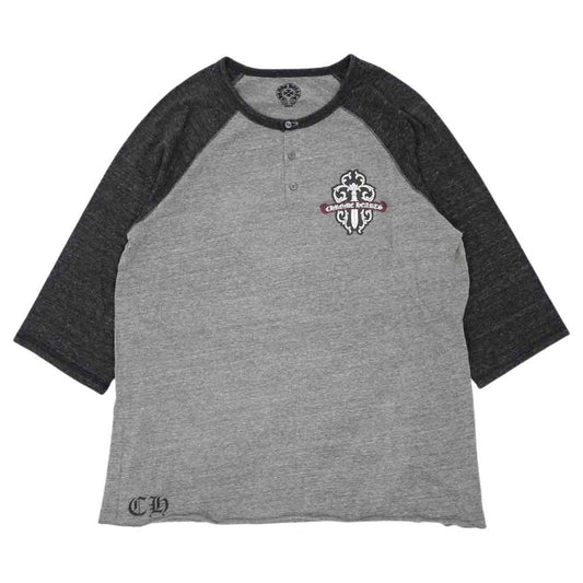 CHROME HEARTS クロムハーツ（原本無） ダガープリント ヘンリーネック ラグラン Tシャツ グレー系 XL【中古】
