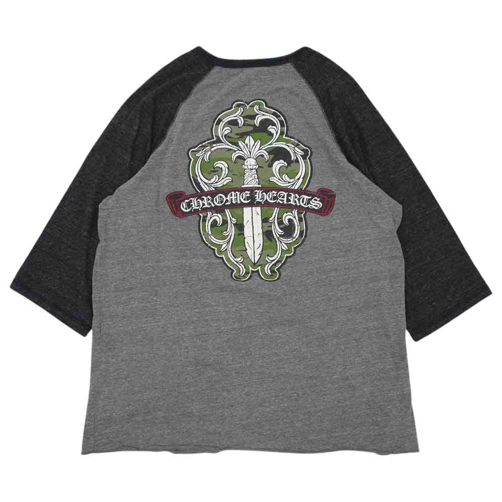 CHROME HEARTS クロムハーツ（原本無） ダガープリント ヘンリーネック ラグラン Tシャツ グレー系 XL【中古】