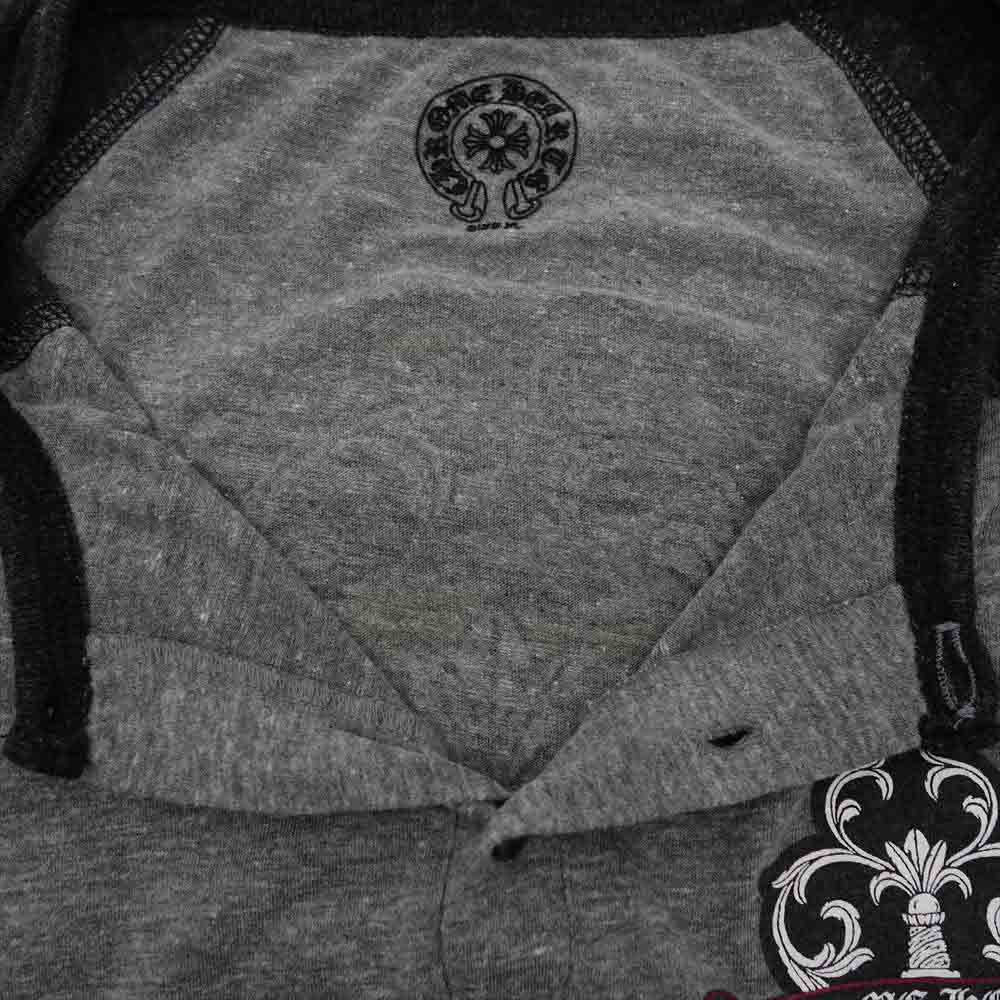 CHROME HEARTS クロムハーツ（原本無） ダガープリント ヘンリーネック ラグラン Tシャツ グレー系 XL【中古】