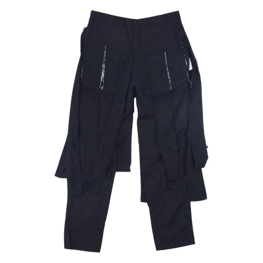 COMME des GARCONS HOMME PLUS コムデギャルソンオムプリュス カット デザイン テーパード スラックス パンツ ネイビー系 S【中古】