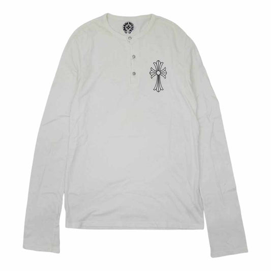 CHROME HEARTS クロムハーツ（原本無） ヘンリーネック クロスボールボタン カットソー 長袖 ホワイト系 S【中古】