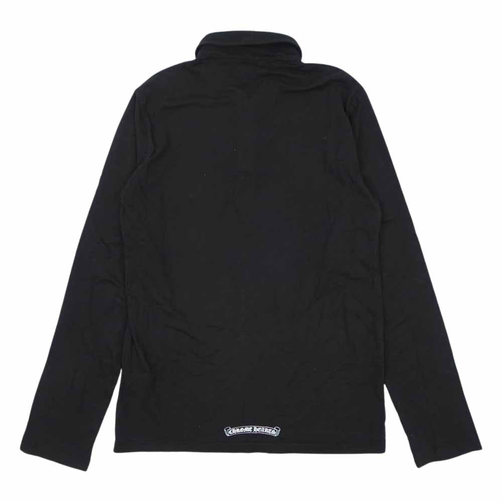 CHROME HEARTS クロムハーツ（原本無） フレアボタン クロスプリント 長袖 ポロシャツ ブラック系【美品】【中古】