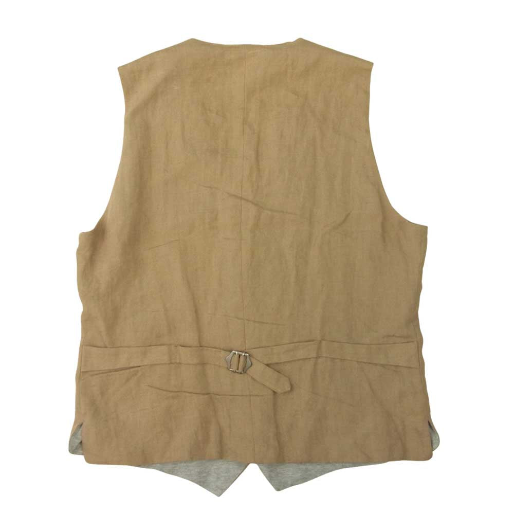 スリードッツ リバーシブル リネン ベスト ジレ グレー系 ベージュ系 L【中古】