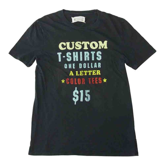 MAISON MARGIELA メゾンマルジェラ 10ライン ここのえタグ CUSTOM T-SHIRTS Print Tee カスタム プリント Tシャツ ネイビー系 46【中古】