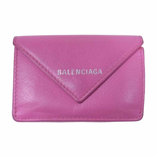 BALENCIAGA バレンシアガ ペーパー ミニ ウォレット 財布 ピンク系【中古】