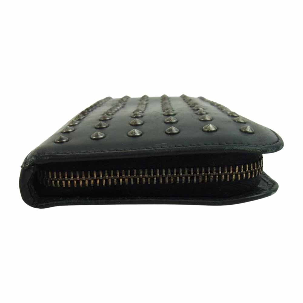 SAINT LAURENT サンローラン ラウンドファスナー スタッズ装飾 長財布 ブラック系【中古】