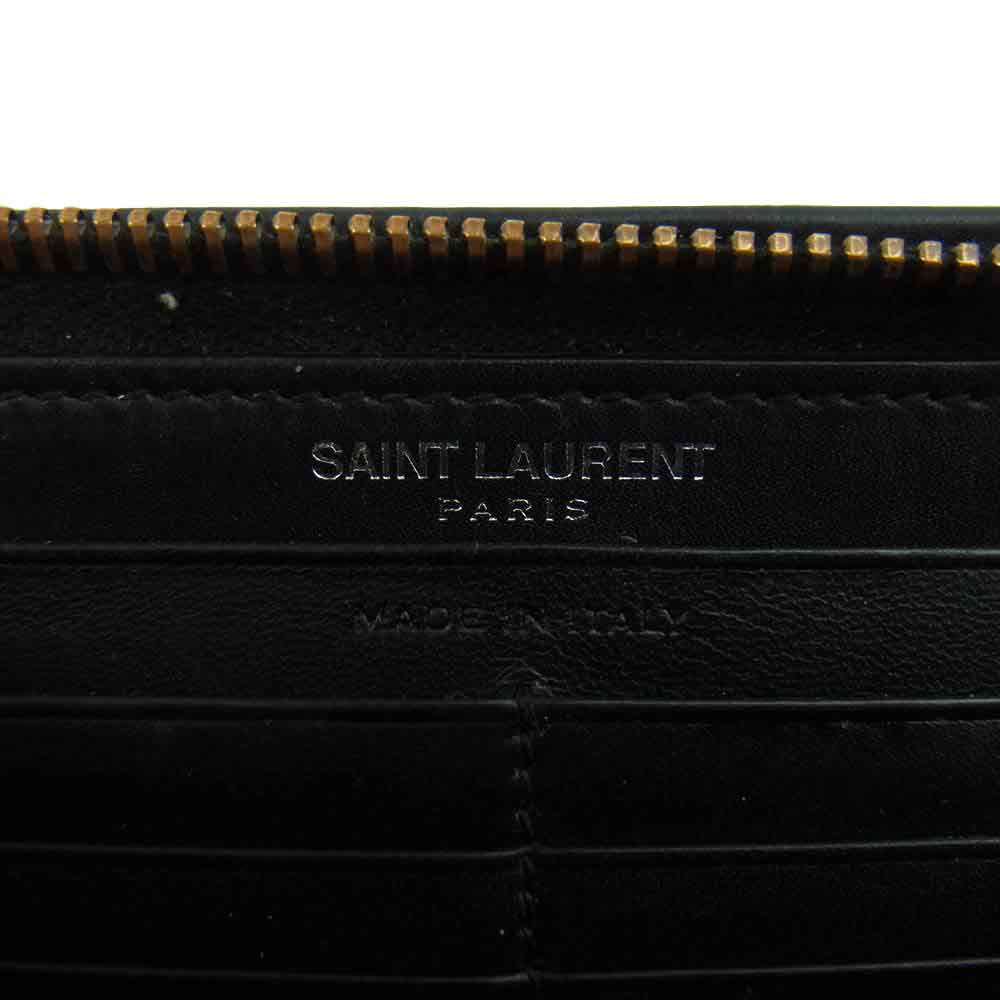SAINT LAURENT サンローラン ラウンドファスナー スタッズ装飾 長財布 ブラック系【中古】