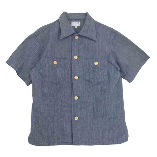 SUN SURF サンサーフ SS 38082 ALOHA BY KING SMITH 9oz. MANSUJI WORK BLOUSE 半袖シャツ ネイビー系 M【中古】