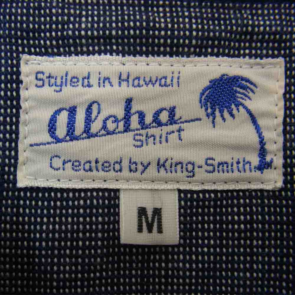 SUN SURF サンサーフ SS 38082 ALOHA BY KING SMITH 9oz. MANSUJI WORK BLOUSE 半袖シャツ ネイビー系 M【中古】