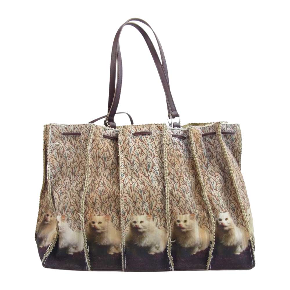 Anya Hindmarch アニヤ・ハインドマーチ 猫 キャット プリント ハンド バッグ ブラウン系【中古】