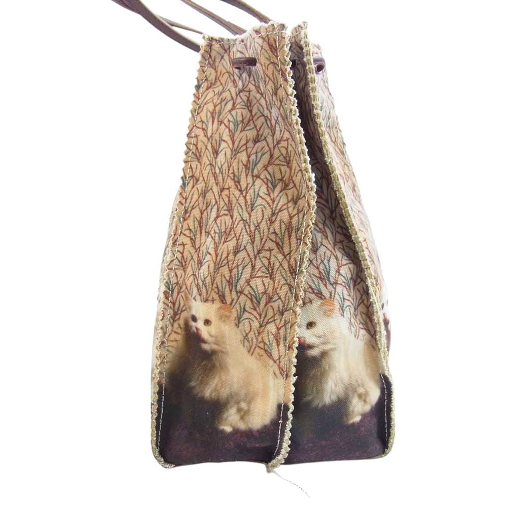 Anya Hindmarch アニヤ・ハインドマーチ 猫 キャット プリント ハンド バッグ ブラウン系【中古】
