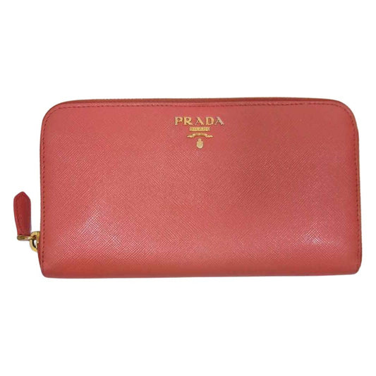 PRADA プラダ 1M0506 サフィアーノ メタル レザー 長財布 オレンジ系【中古】