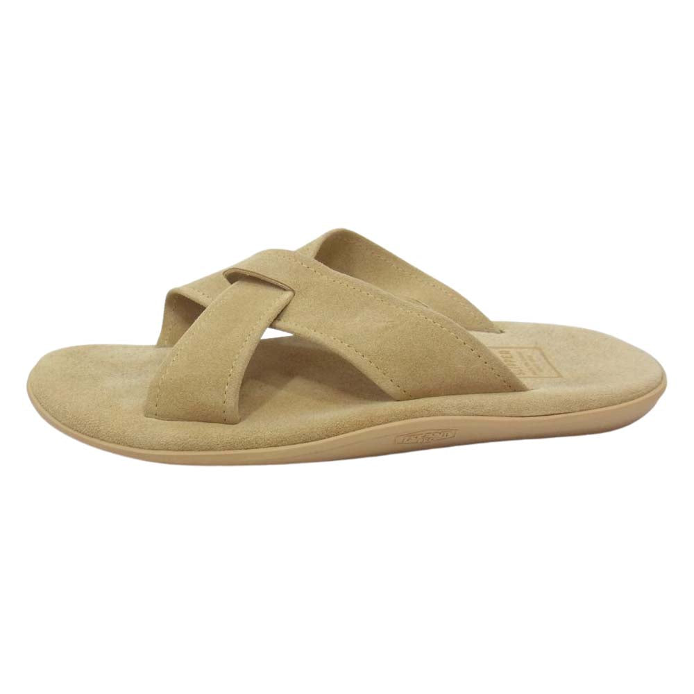 【新品未使用】　 SLIPPER スエード調 サンダル ベージュ系 アイランドスリッパ クロスストラップ サンダル スウェード ベージュ系
