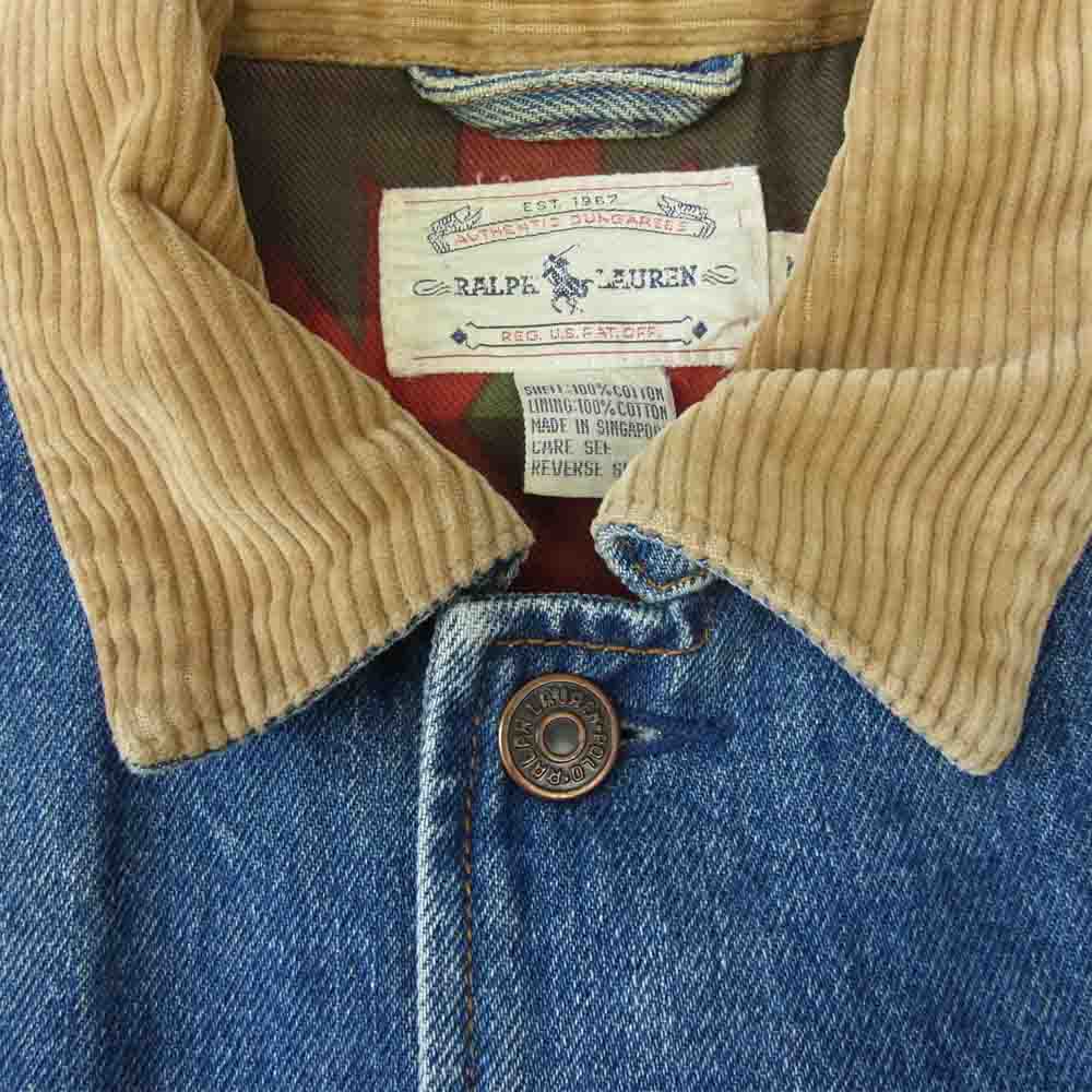 RALPH LAUREN ラルフローレン 白タグ デニム カバーオール ジャケット インディゴブルー系 M【中古】