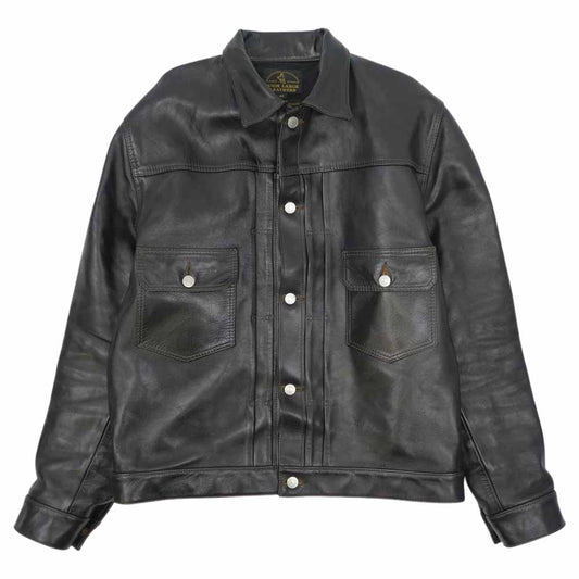 HIGH LARGE LEATHERS ハイラージレザー Oklahoma City オクラホマ シティ 茶芯 ホースハイド レザー ジャケット ブラック系 44【中古】
