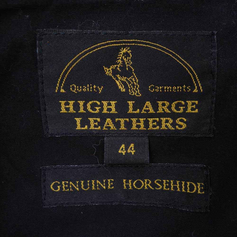 HIGH LARGE LEATHERS ハイラージレザー Oklahoma City オクラホマ シティ 茶芯 ホースハイド レザー ジャケット ブラック系 44【中古】