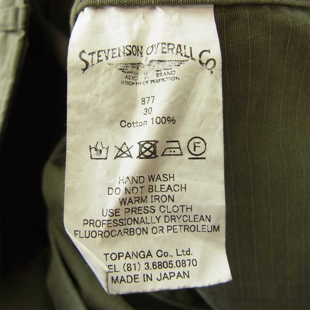 Stevenson Overall Co. スティーブンソンオーバーオール 877 Recon ジャングル ファティーグ カーゴ パンツ オリーブ カーキ系 30【中古】