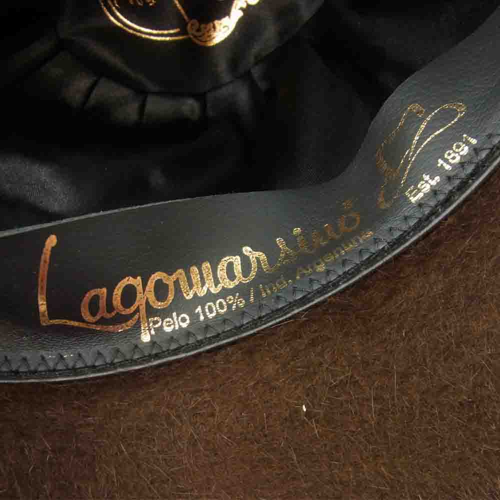 ラゴマシーノ フェザー 装飾 中折れ ハット アルゼンチン製 ブラウン系 60【中古】
