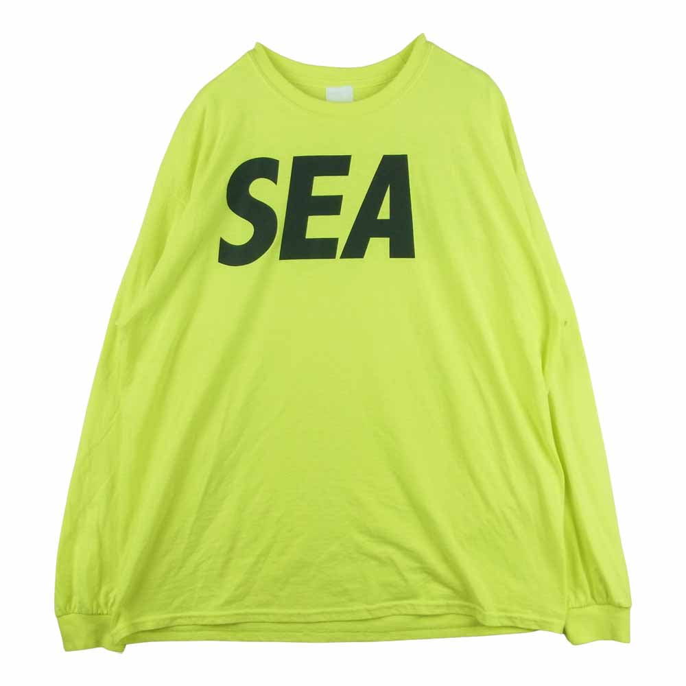 WIND AND SEA ウィンダンシー 18SS 18S WDS CS 03 ロゴ クルーネック 長袖 Tシャツ イエロー系 XL【中古】