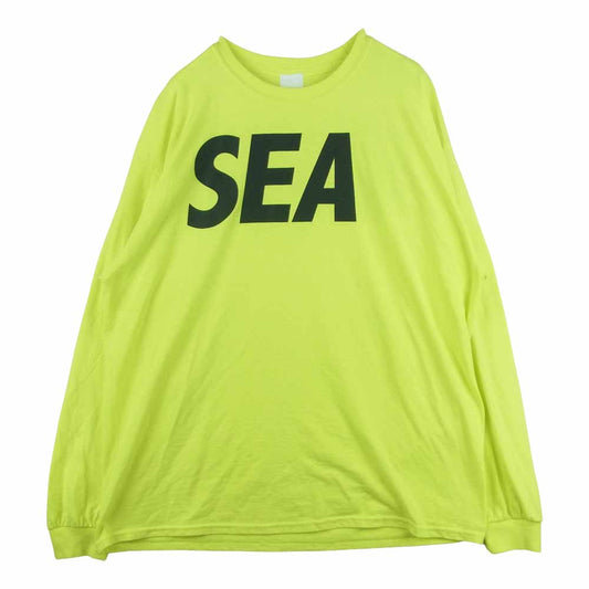 WIND AND SEA ウィンダンシー 18SS 18S WDS CS 03 ロゴ クルーネック 長袖 Tシャツ イエロー系 XL【中古】