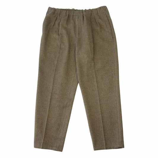 WHITE MOUNTAINEERING ホワイトマウンテニアリング 21AW WM2173412 MELANGE TWEED BELTLESS 2 TUCKED SLACKS メランジ ツイード ベルトレス タック スラックス ブラウン系 4【美品】【中古】