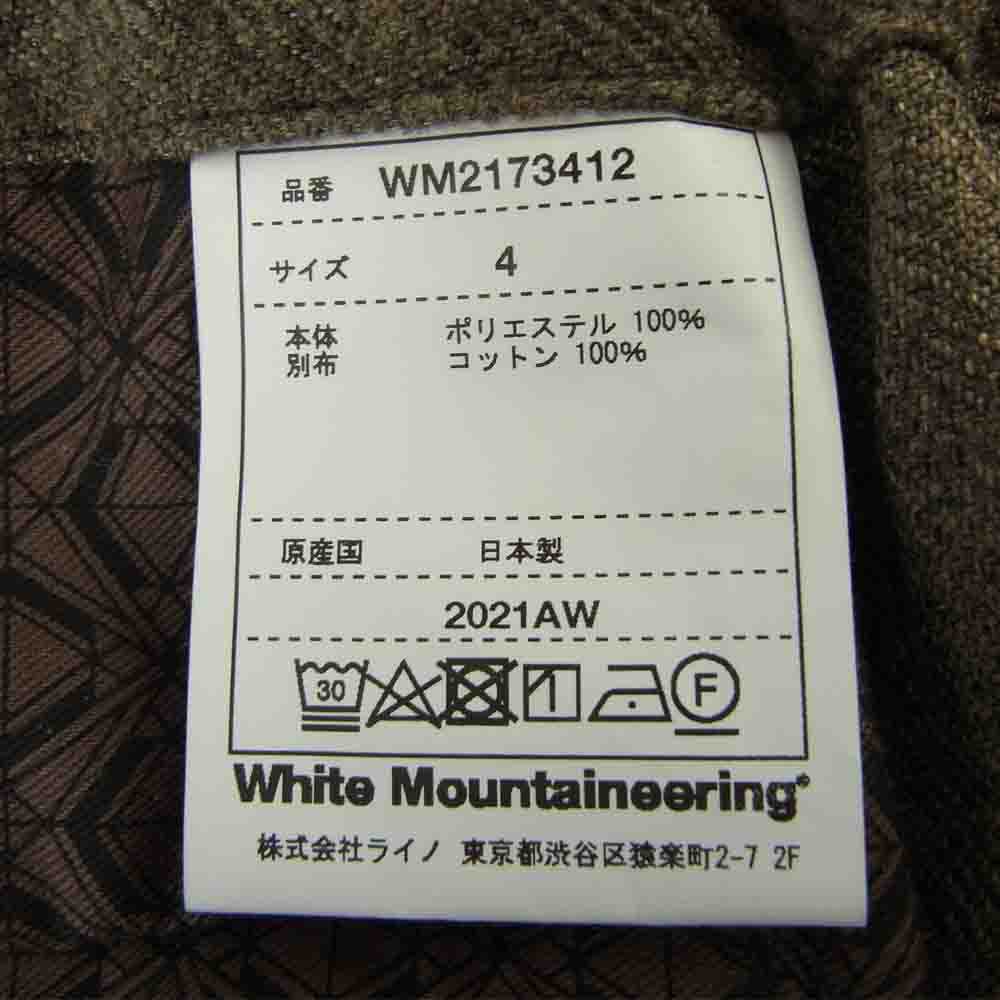 WHITE MOUNTAINEERING ホワイトマウンテニアリング 21AW WM2173412 MELANGE TWEED BELTLESS 2 TUCKED SLACKS メランジ ツイード ベルトレス タック スラックス ブラウン系 4【美品】【中古】
