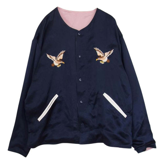 リベレイダース 21ss SOUVENIR JACKET RADIO LIBERAIDERS 刺繍 リバーシブル スーベニア ジャケット  ネイビー系 XL【美品】【中古】