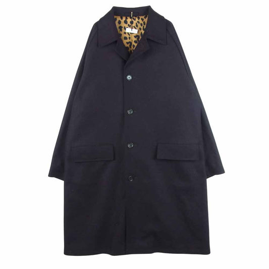 WACKO MARIA ワコマリア 21AW GUILTY PARTIES BAL COLOR COAT ウール カシミア混 裏地レオパード バルカラー コート パープル系 L【新古品】【未使用】【中古】