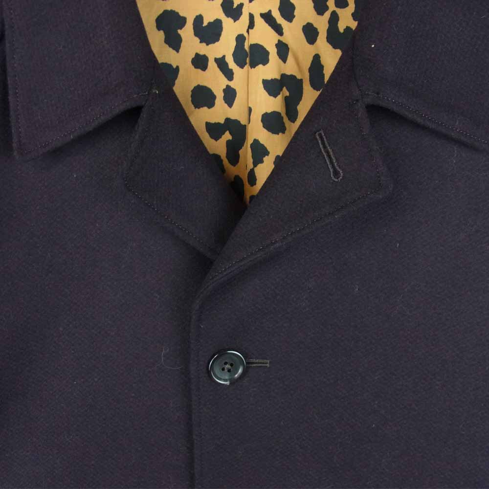 WACKO MARIA ワコマリア 21AW GUILTY PARTIES BAL COLOR COAT ウール カシミア混 裏地レオパード バルカラー コート パープル系 L【新古品】【未使用】【中古】