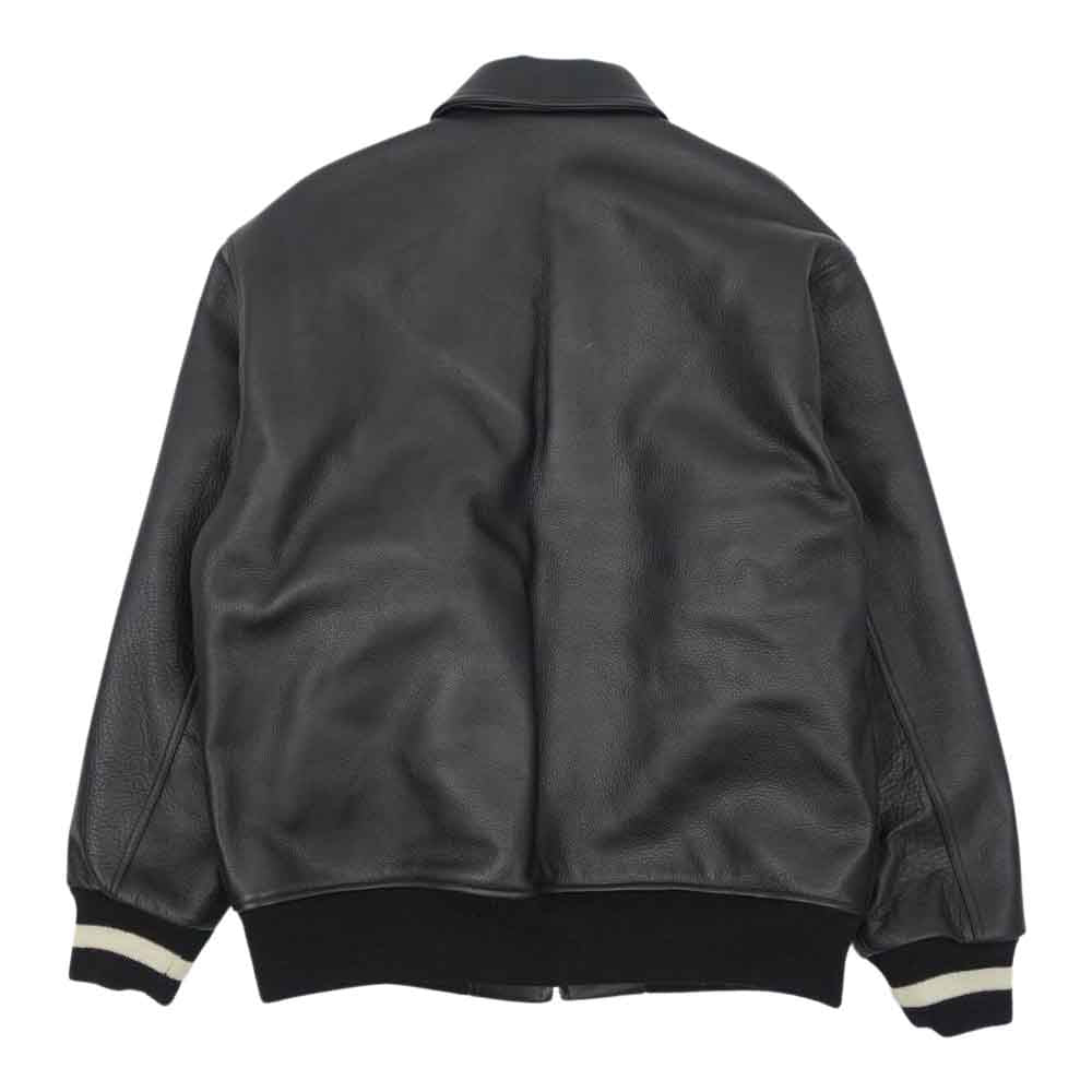 WACKO MARIA ワコマリア 21AW LEATHER VARSITY JACKET TYPE-2 カウハイド レザー バーシティ ジャケット ブラック系 L【極上美品】【中古】