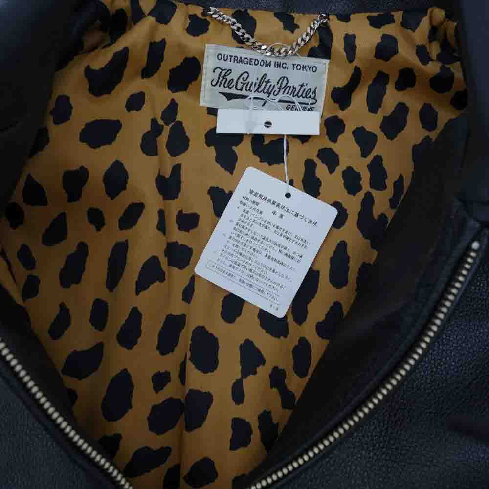 WACKO MARIA ワコマリア 21AW LEATHER VARSITY JACKET TYPE-2 カウハイド レザー バーシティ ジャケット ブラック系 L【極上美品】【中古】