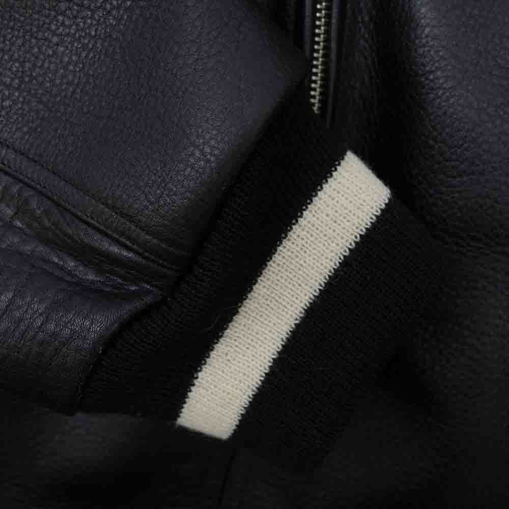 WACKO MARIA ワコマリア 21AW LEATHER VARSITY JACKET TYPE-2 カウハイド レザー バーシティ ジャケット ブラック系 L【極上美品】【中古】