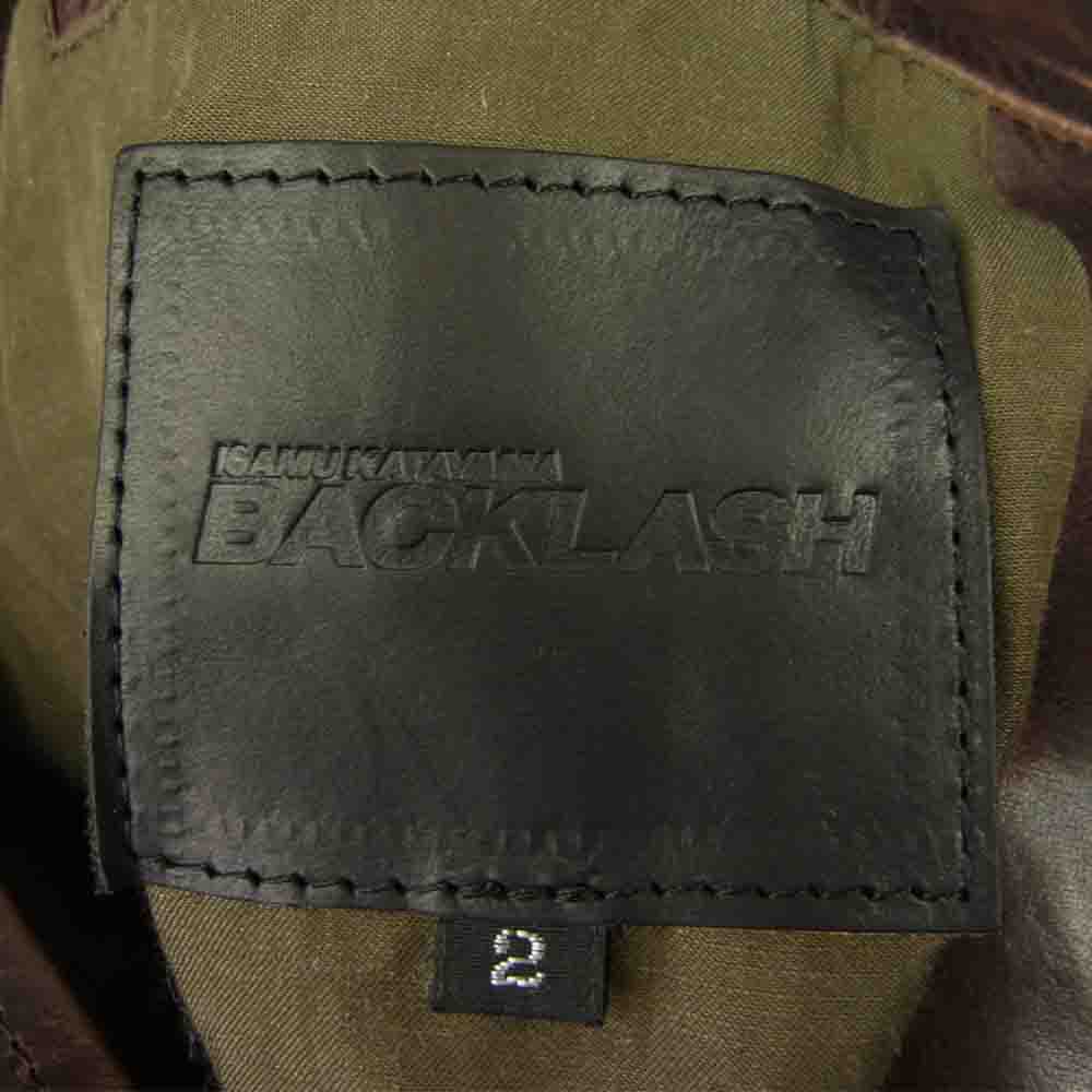 ISAMUKATAYAMA BACKLASH イサムカタヤマバックラッシュ 1704-04 ヴィンテージ加工 イタリアンショルダー 立ち襟 ライダース ブラウン系 M【中古】