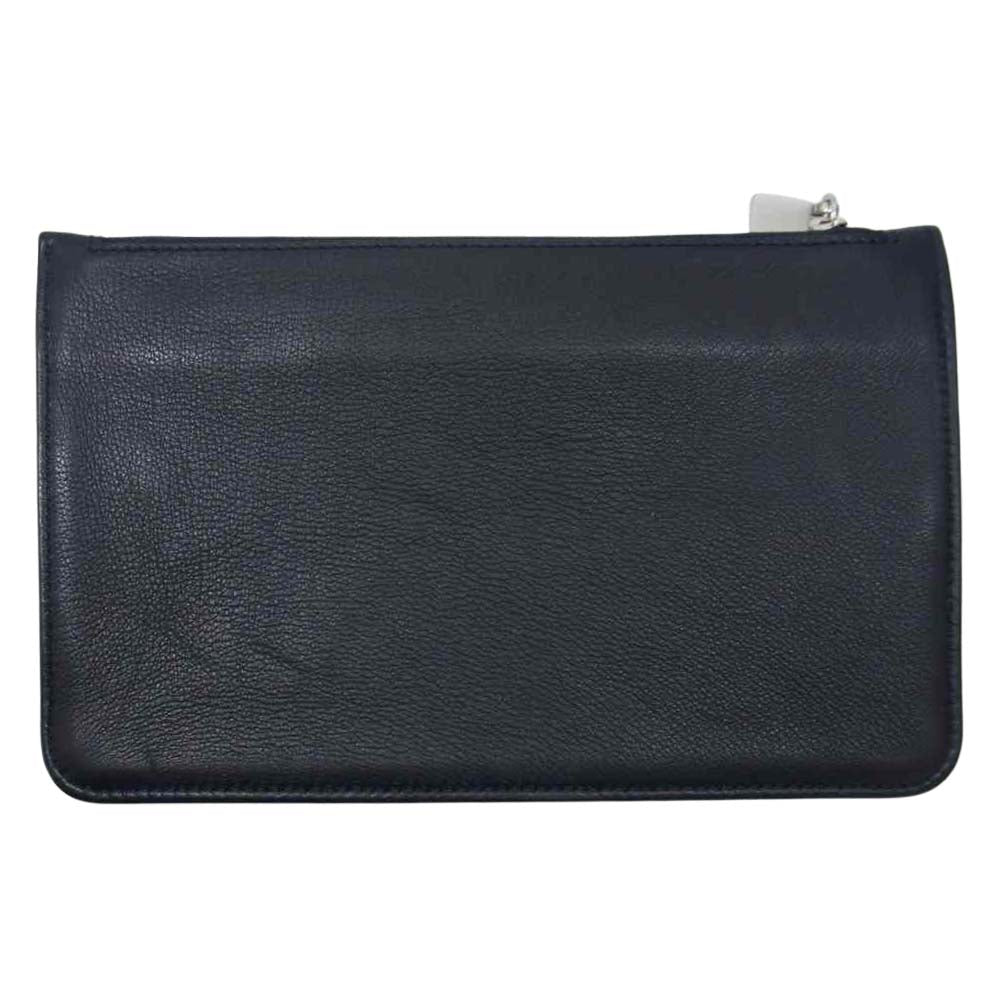 アニアリ レザー クラッチバッグ 巾着袋 付き ネイビー系【中古】