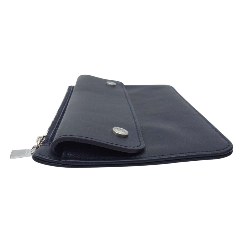 アニアリ レザー クラッチバッグ 巾着袋 付き ネイビー系【中古】