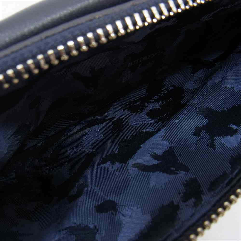 アニアリ レザー クラッチバッグ 巾着袋 付き ネイビー系【中古】