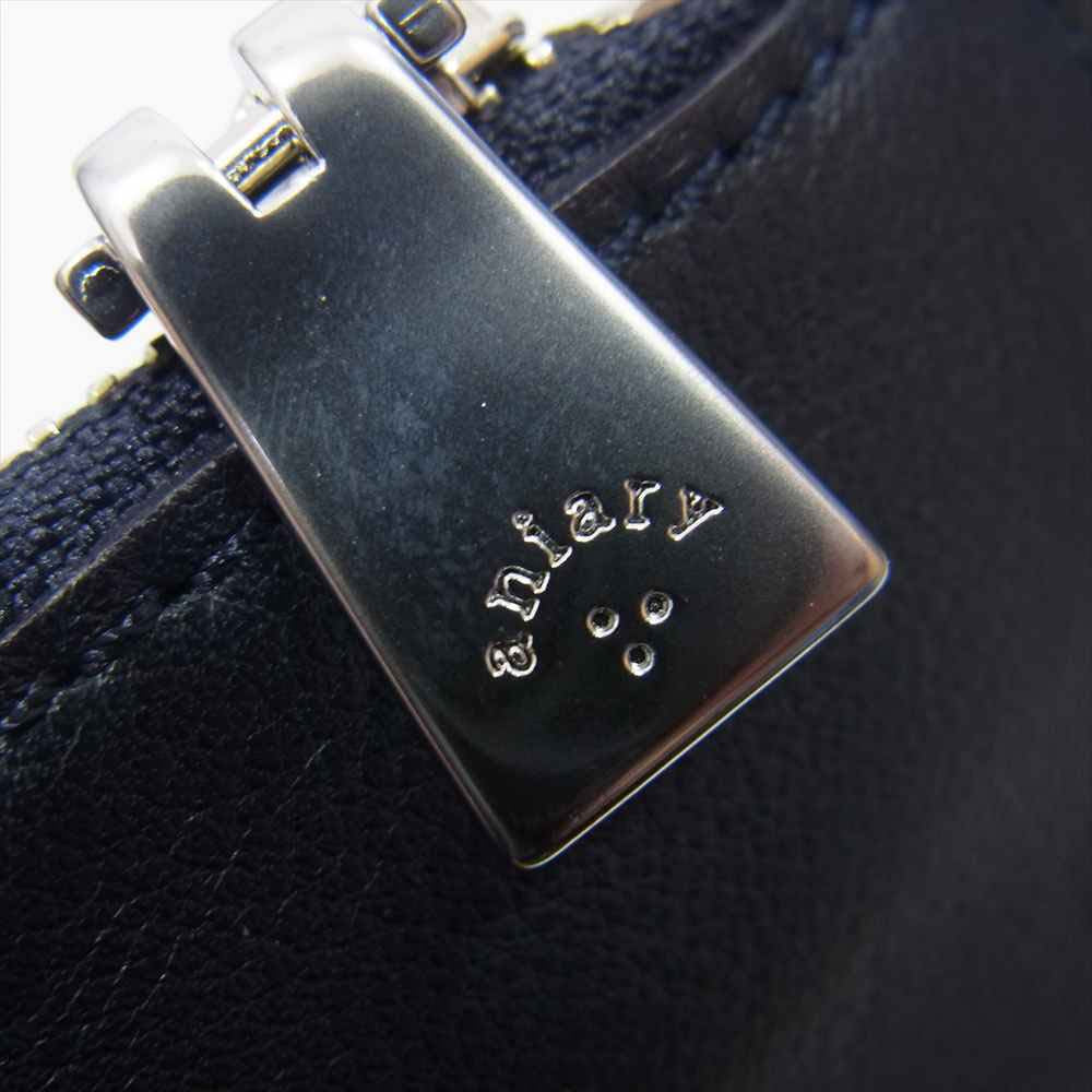 アニアリ レザー クラッチバッグ 巾着袋 付き ネイビー系【中古】