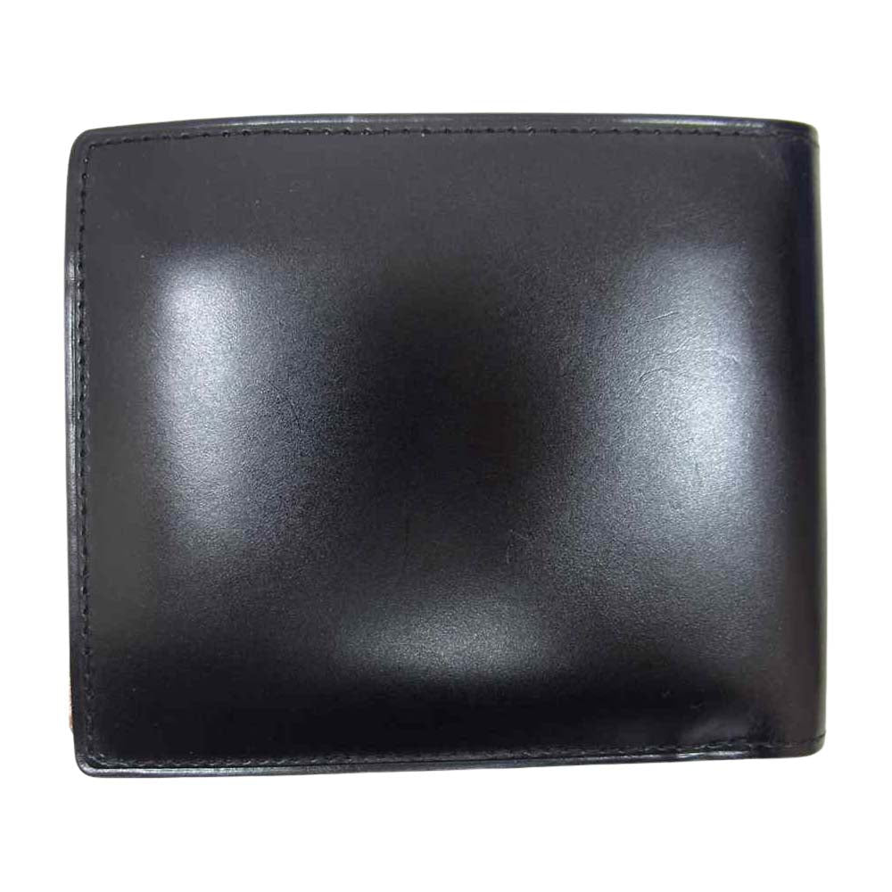 GANZO ガンゾ 0057227-10 THIN BRIDLE シンブライドル 小銭入れ付き 二つ折り財布 ブラック系【中古】