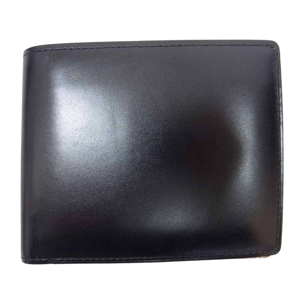 GANZO ガンゾ 0057227-10 THIN BRIDLE シンブライドル 小銭入れ付き 二つ折り財布 ブラック系【中古】