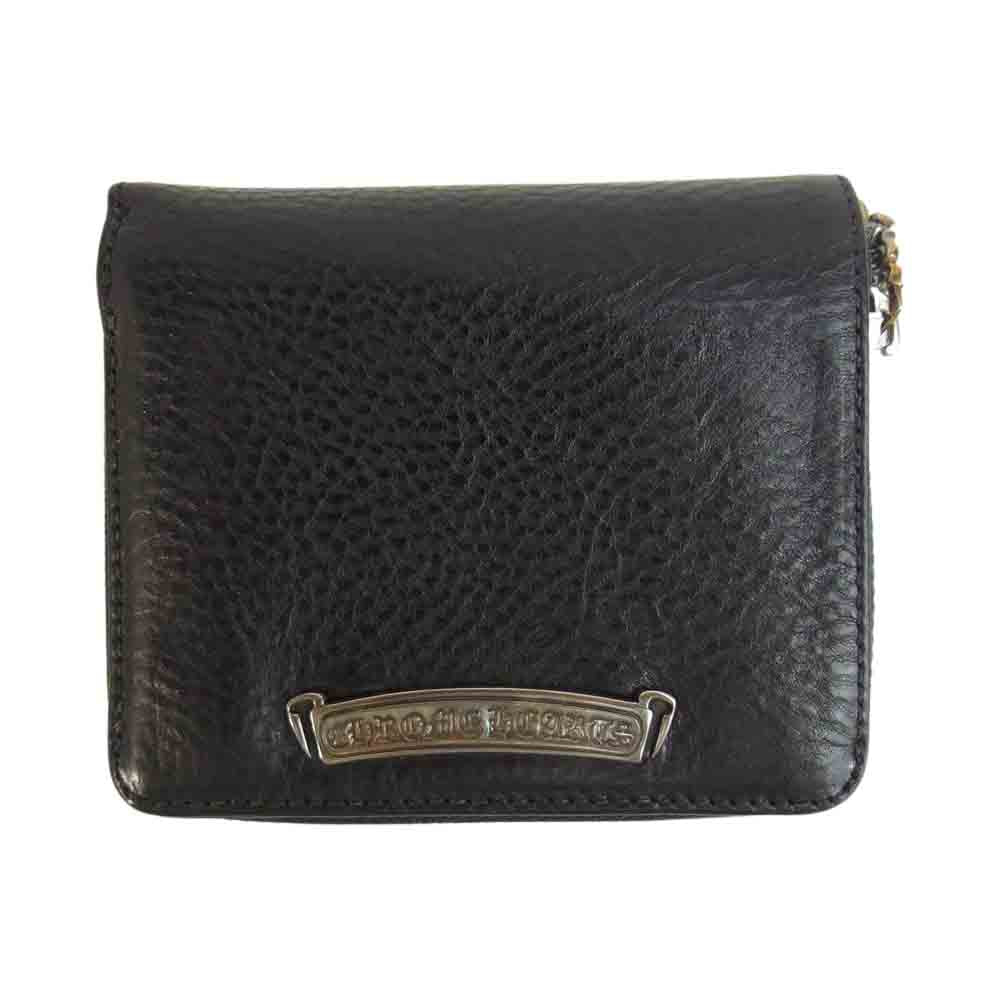 CHROME HEARTS クロムハーツ（原本有） SQ ZIP BILL スクエア ジップ ビル レザー ウォレット ブラック系【中古】