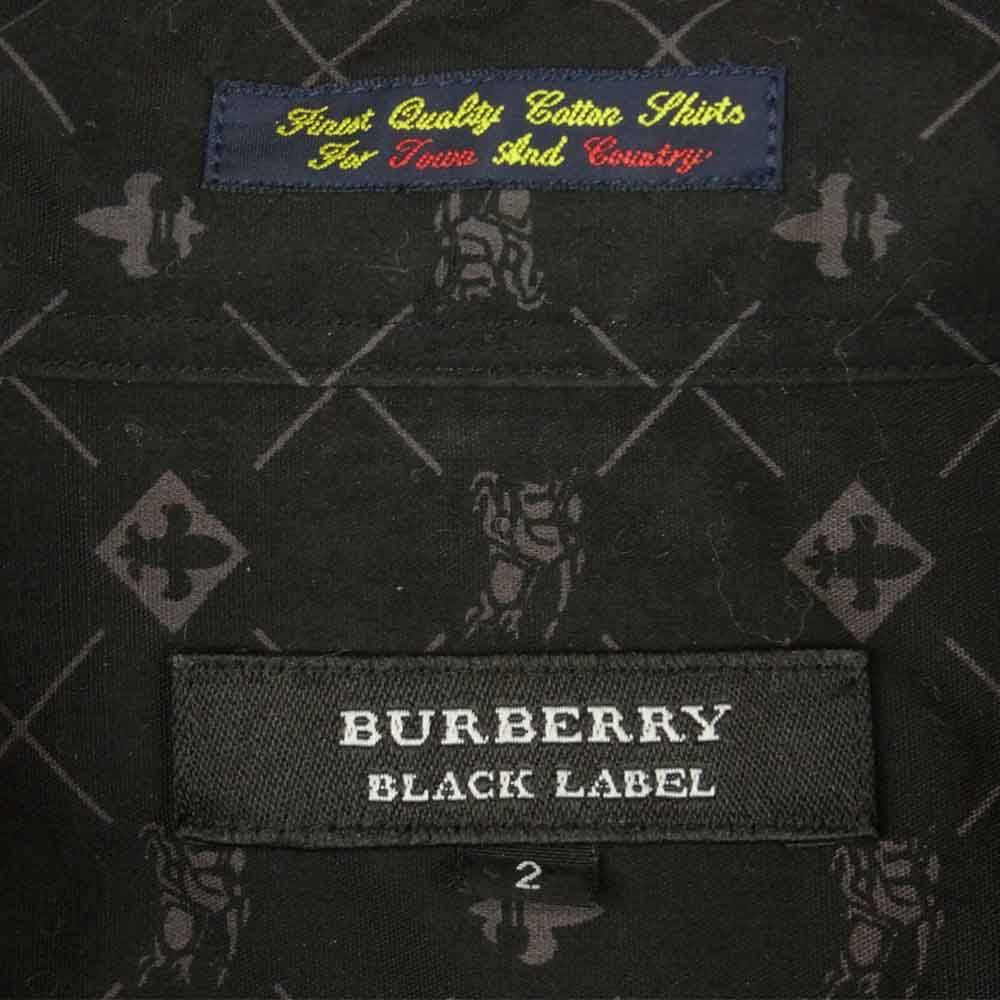 BURBERRY BLACK LABEL バーバリーブラックレーベル BMW81-700 総柄 スタンダード 長袖 シャツ ブラック系【中古】