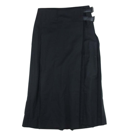 BURBERRY LONDON バーバリー ロンドン FX013-725-09 カシミヤ混 ウール ラップ スカート ブラック系 40【中古】