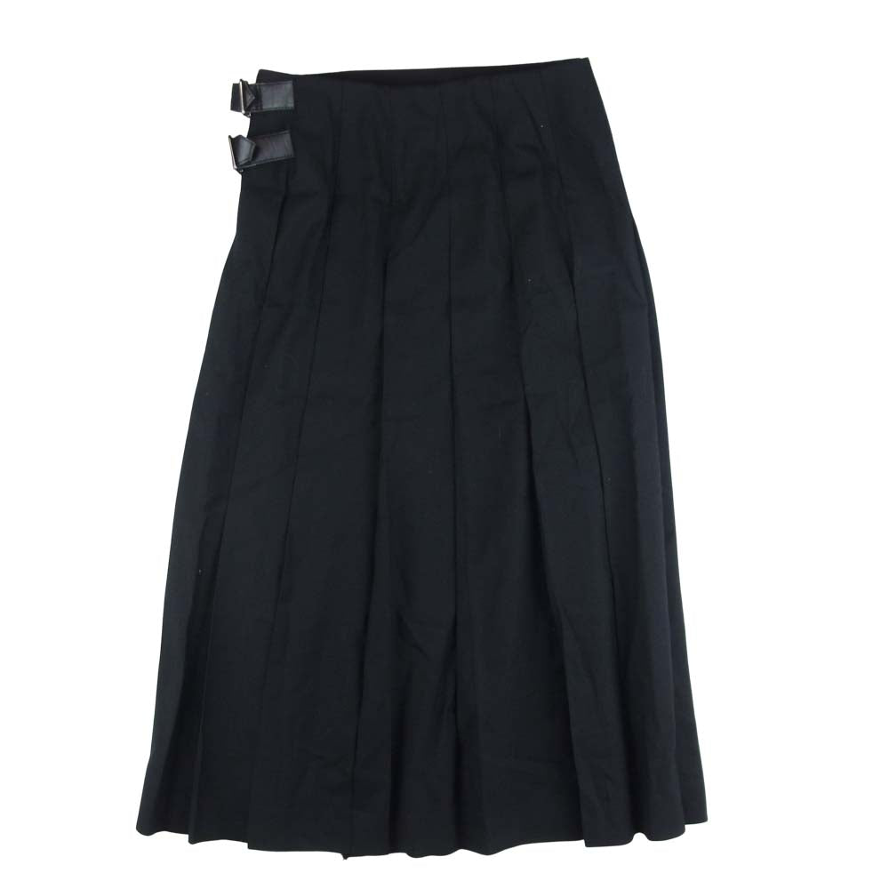 BURBERRY LONDON バーバリー ロンドン FX013-725-09 カシミヤ混 ウール ラップ スカート ブラック系 40【中古】