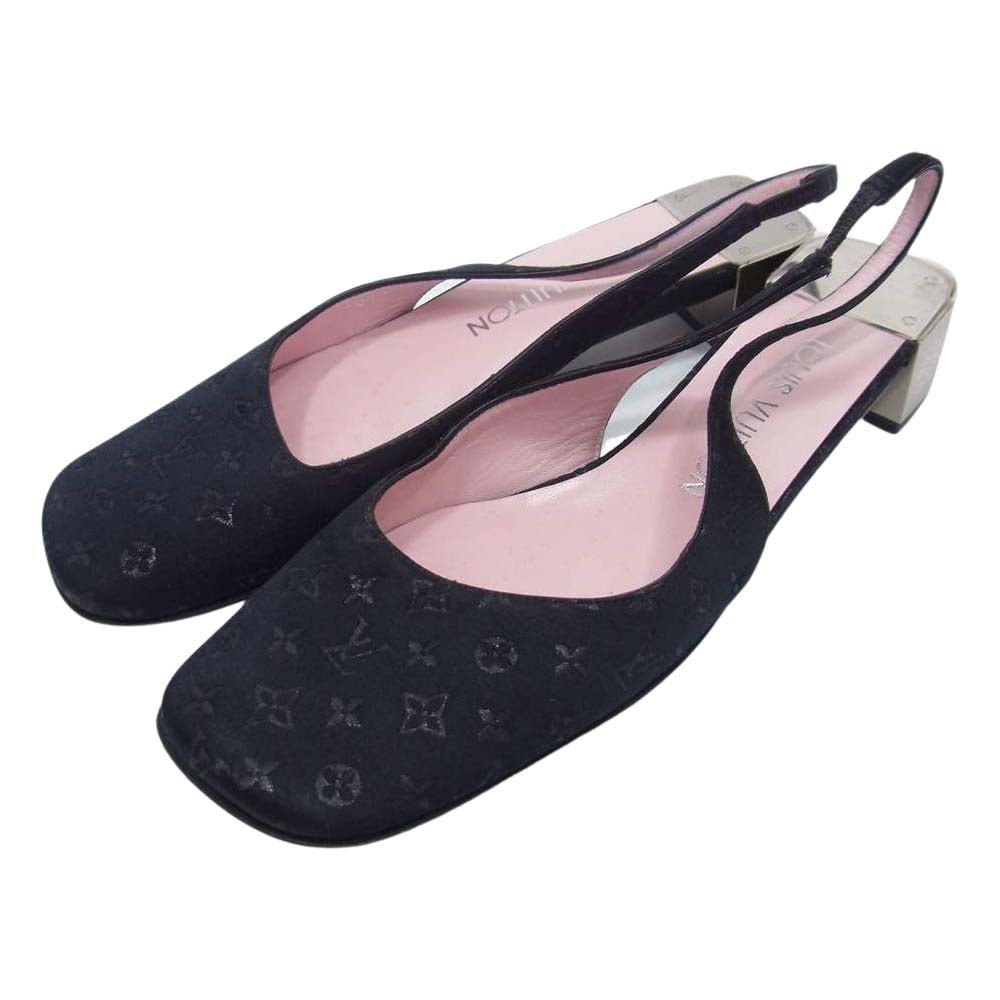 LOUIS VUITTON ルイ・ヴィトン モノグラム ミニキャンバス パンプス ブラック系 37【中古】