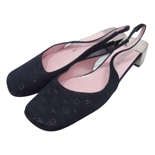 LOUIS VUITTON ルイ・ヴィトン モノグラム ミニキャンバス パンプス ブラック系 37【中古】