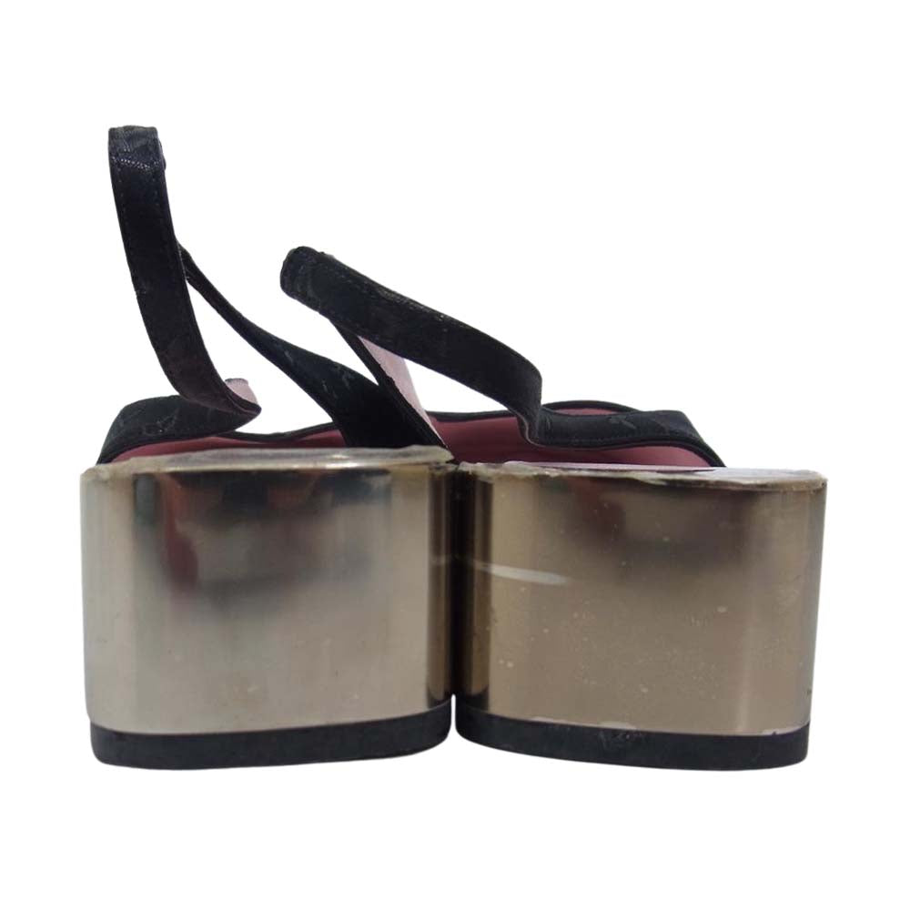 LOUIS VUITTON ルイ・ヴィトン モノグラム ミニキャンバス パンプス ブラック系 37【中古】