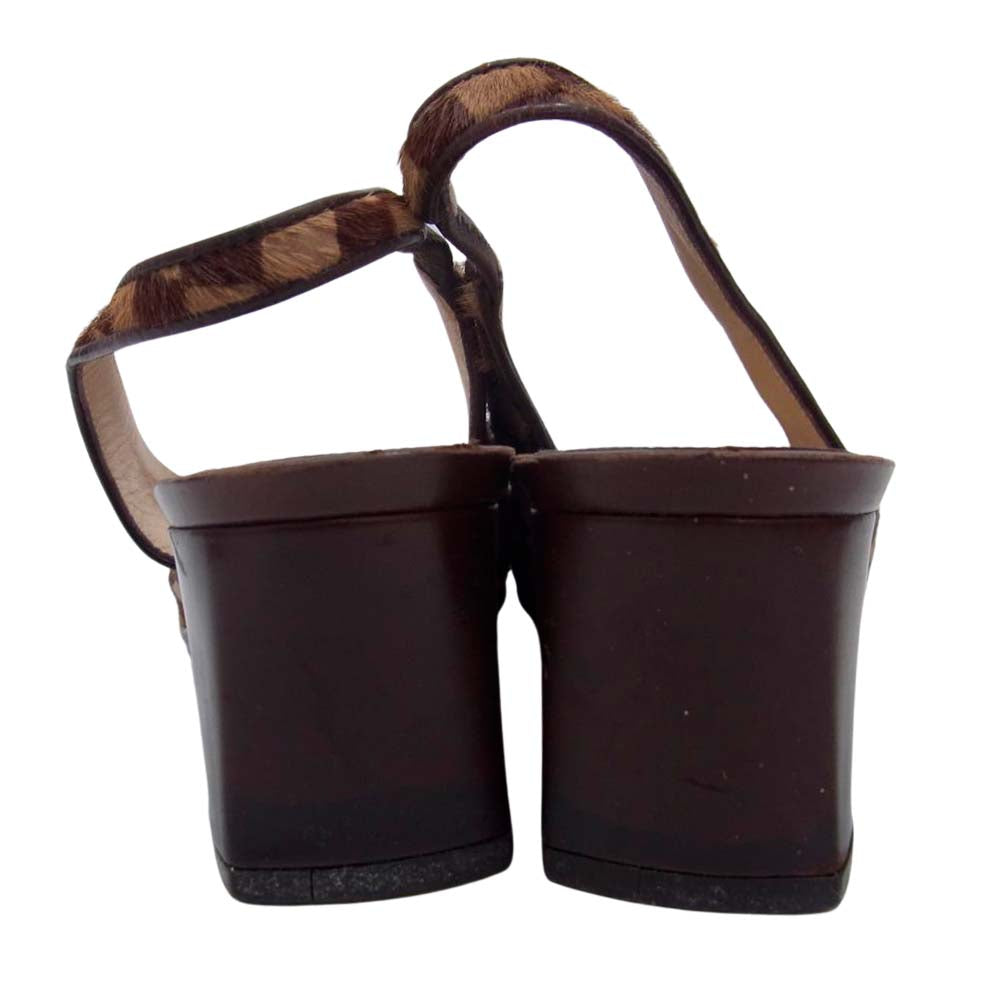 LOUIS VUITTON ルイ・ヴィトン ダミエ リボンハラコ パンプス ブラウン系 35 1/2【中古】