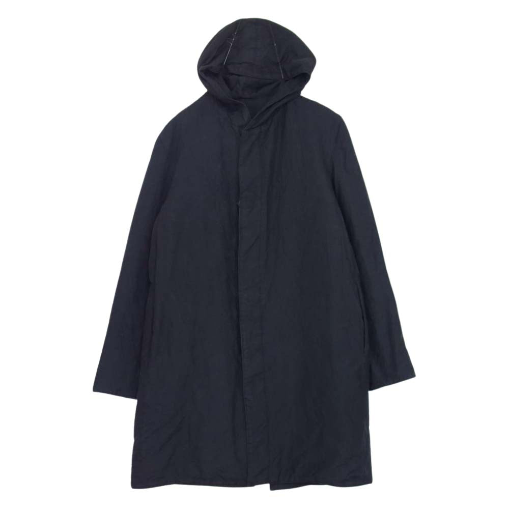 Yves Saint Laurent rive gauche イヴサンローランリヴゴーシュ 国内正規品 バスストップタグ フランス製 シルク100％ フーデッド コート ブラック系 50【中古】