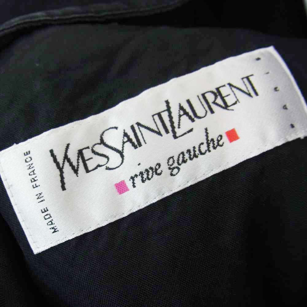 Yves Saint Laurent rive gauche イヴサンローランリヴゴーシュ 国内正規品 バスストップタグ フランス製 シルク100％ フーデッド コート ブラック系 50【中古】