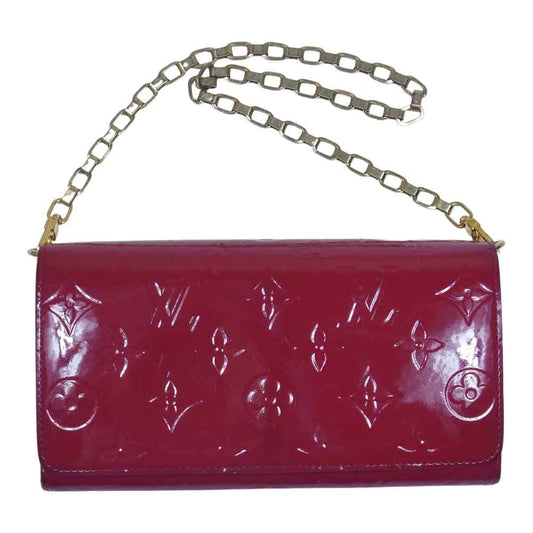 LOUIS VUITTON ルイ・ヴィトン M90087 モノグラム ヴェルニ ポルトフォイユ サラ チェーン 財布 レッド系【中古】